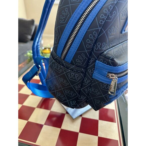 NWT EXCLUSIVE Funko Loungefly Mini Backpack Embroidered Crowns Black Blue Logo - Picture 4 of 5